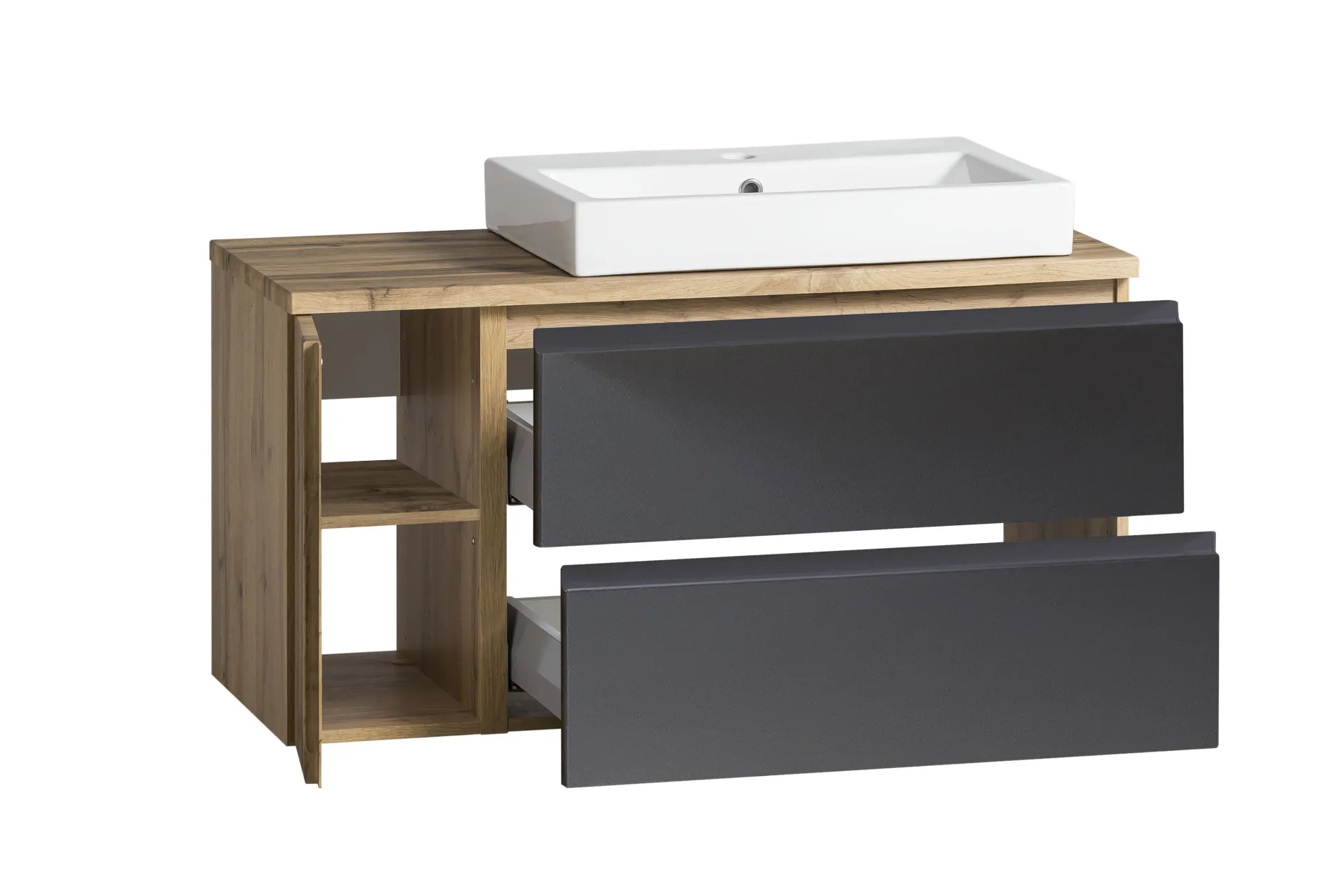 Waschbeckenschrank Varese | 105 x 47 x 65 cm | Wotan Oak / Grey