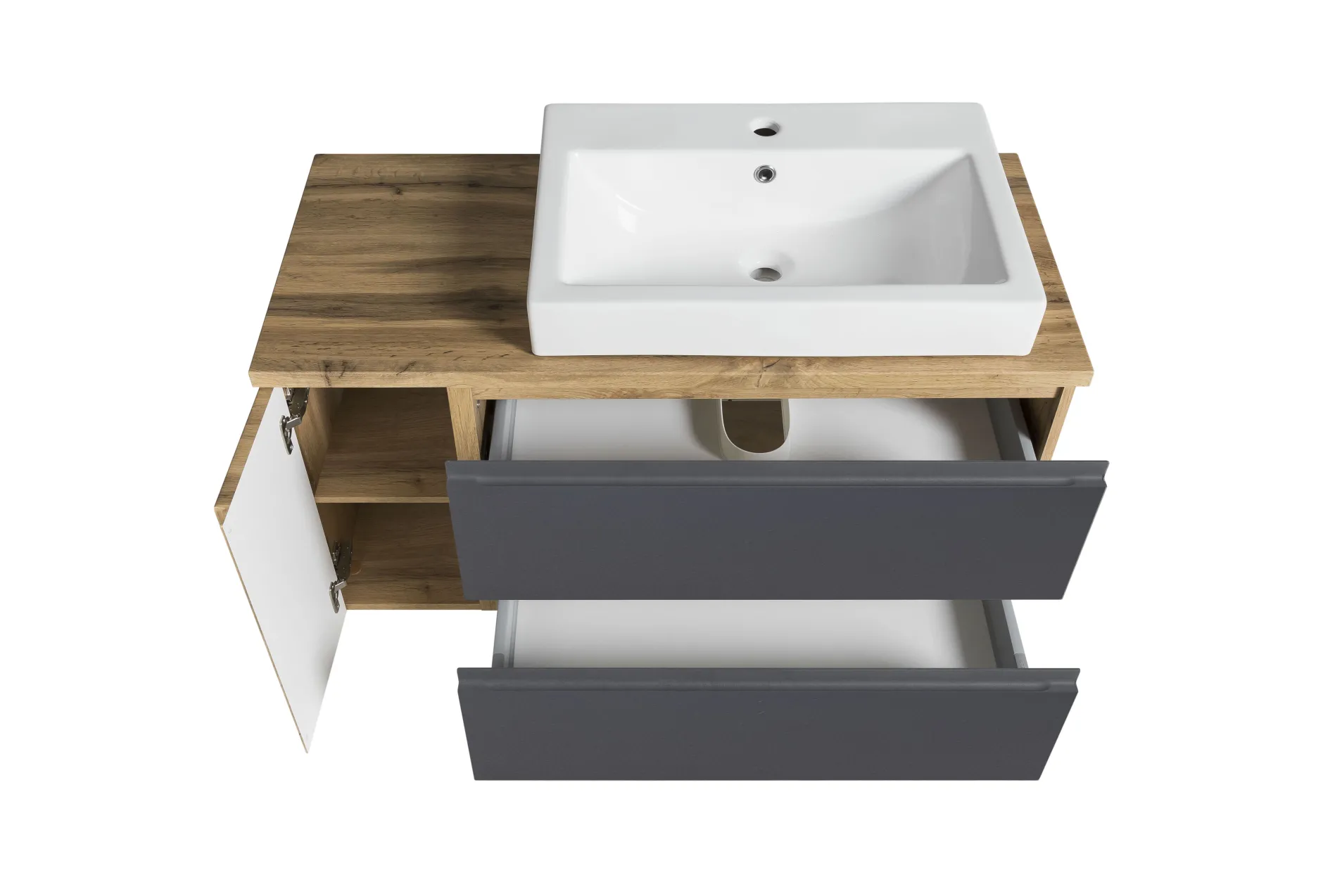 Waschbeckenschrank Varese | 105 x 47 x 65 cm | Wotan Oak / Grey