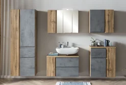 Waschbeckenschrank Varese | 85 x 47 x 56 cm | Wotan Oak / Betonfarbe