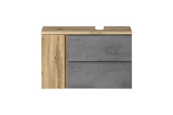 Waschbeckenschrank Varese | 85 x 47 x 56 cm | Wotan Oak / Betonfarbe
