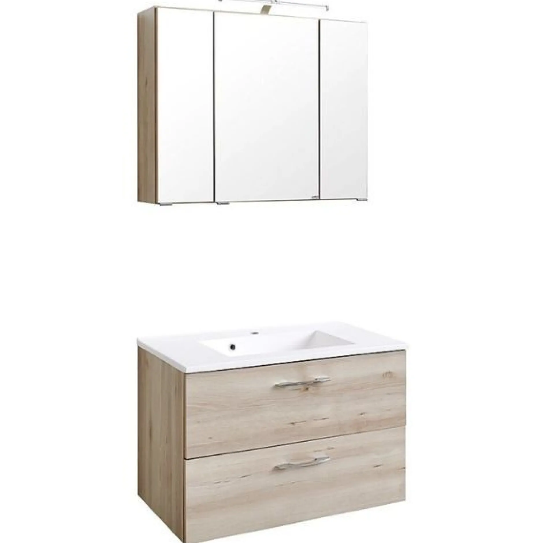Waschbecken-Set Portofino | Waschbecken mit Spüle und Spiegelschrank | Buche-design