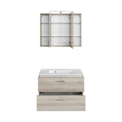 Waschbecken-Set Portofino | Waschbecken mit Spüle und Spiegelschrank | Buche-design