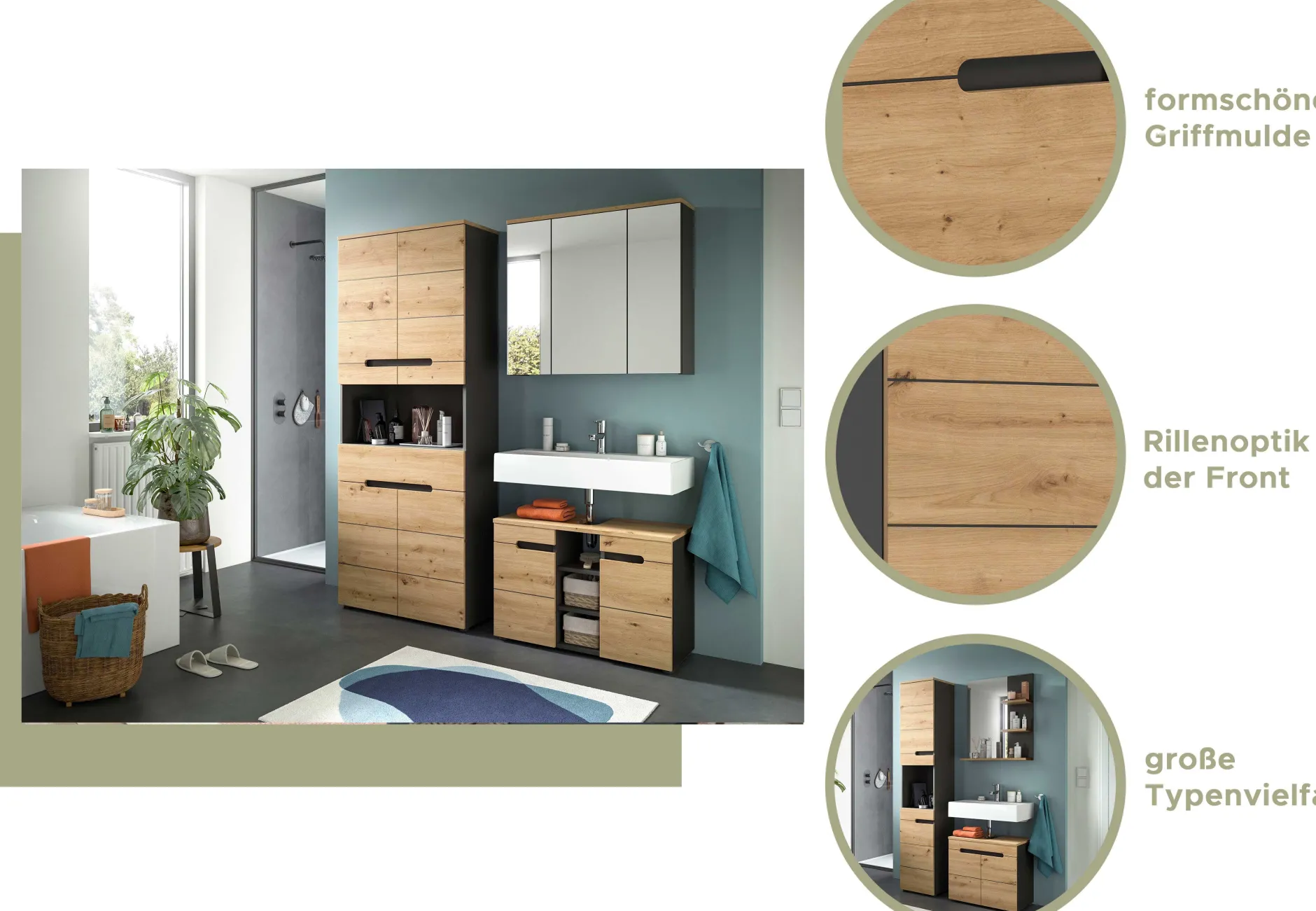 Waschbeckenunterschrank Canu Xonox - basaltgrau, 63x55x34 cm