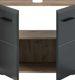 Waschbeckenunterschrank Ice Xonox 60x54x30 cm Mattschwarz/Nox Oak