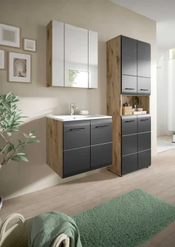 Waschbeckenunterschrank Ice Xonox - MDF matt schwarz/Nox Oak - 60x55x46 cm