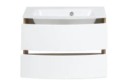 Waschbeckenunterschrank Kornel 80cm weißes Waschbecken - Eiche/mattweiß