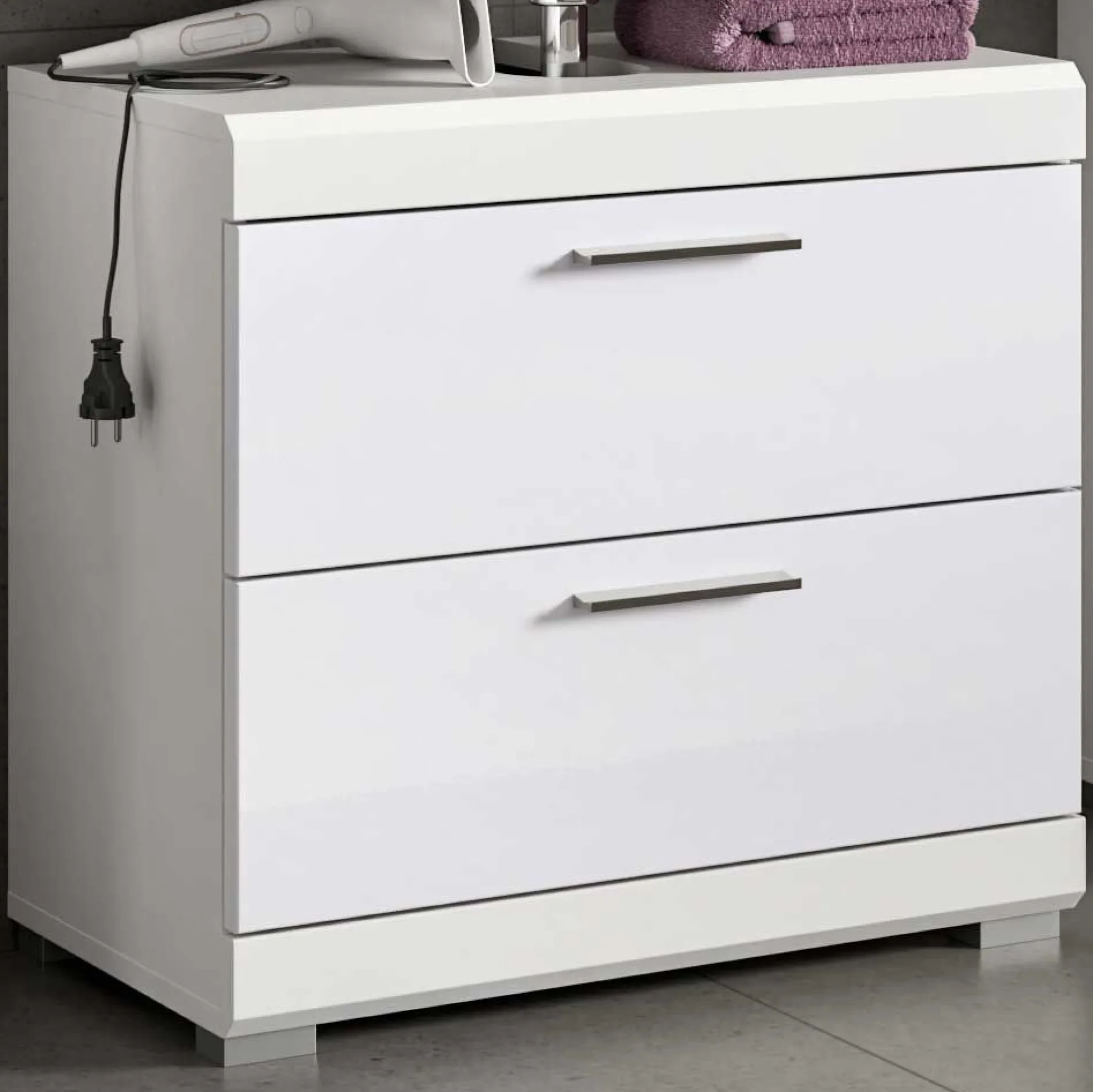 Waschbeckenunterschrank Scout Xonox - Hochglanz Weiß - 60x56x34 cm