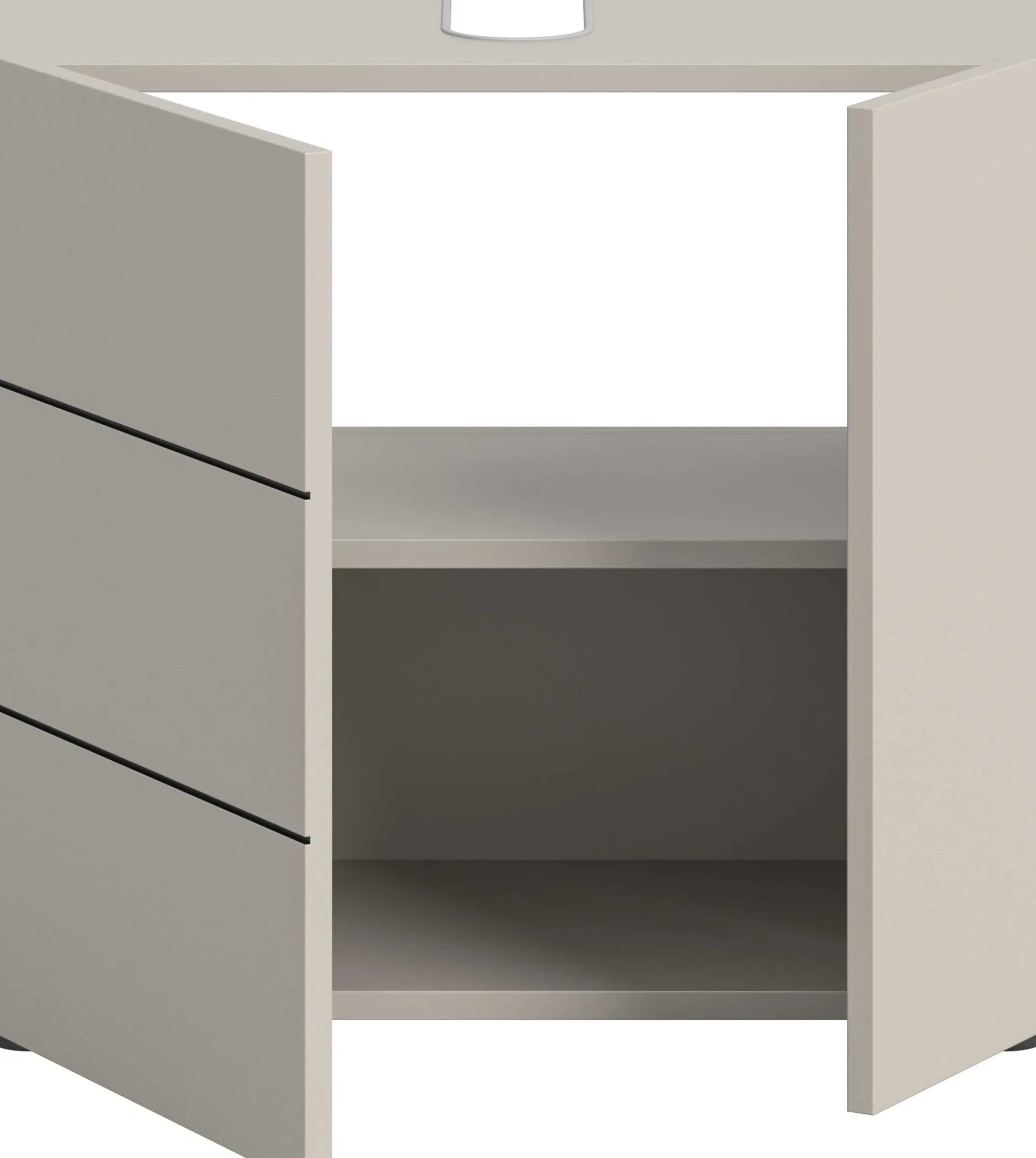 Waschbeckenunterschrank Vira Xonox - Cashmere Melamin - 60x57x34 cm - Schwarz