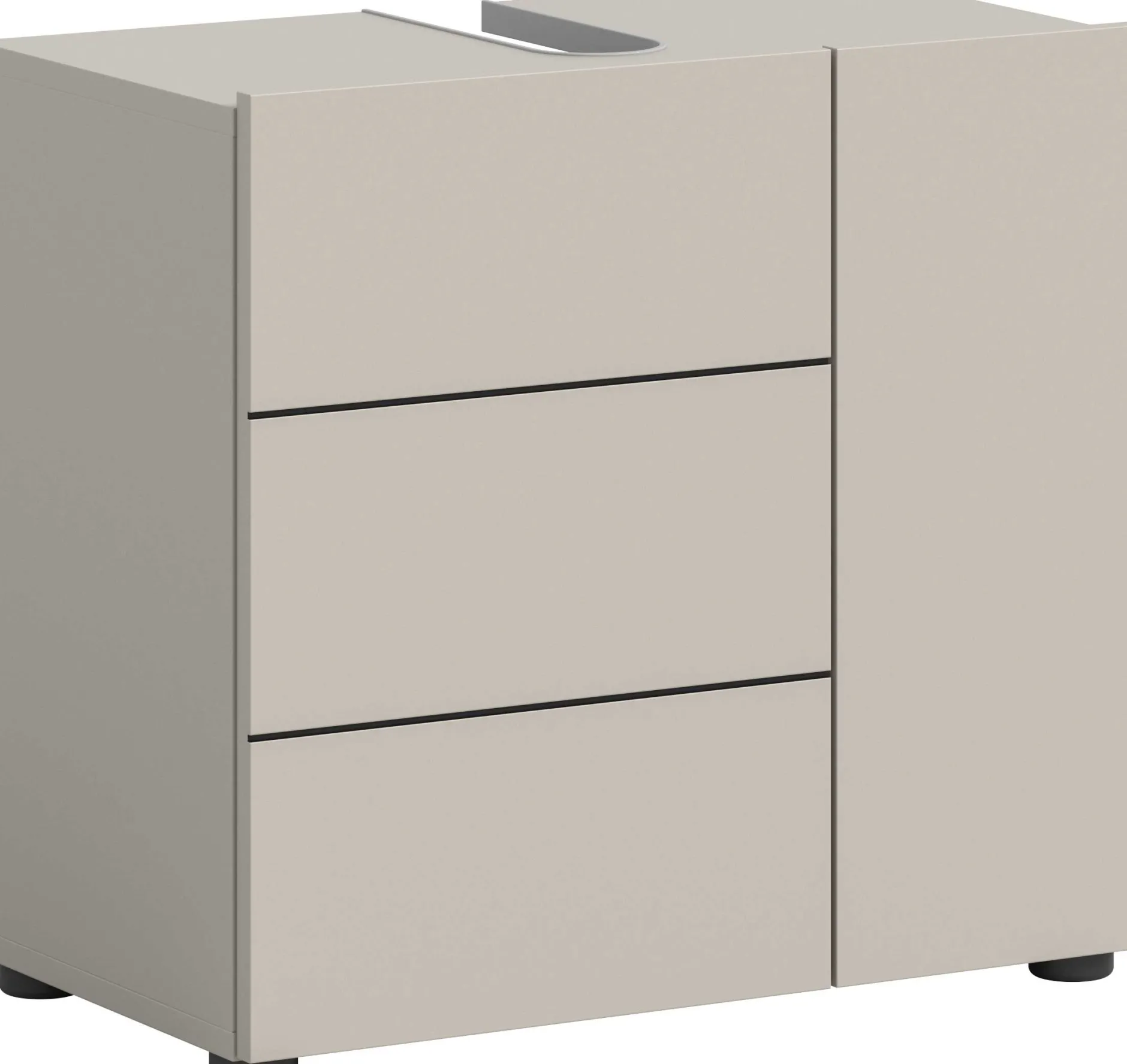 Waschbeckenunterschrank Vira Xonox - Cashmere Melamin - 60x57x34 cm - Schwarz