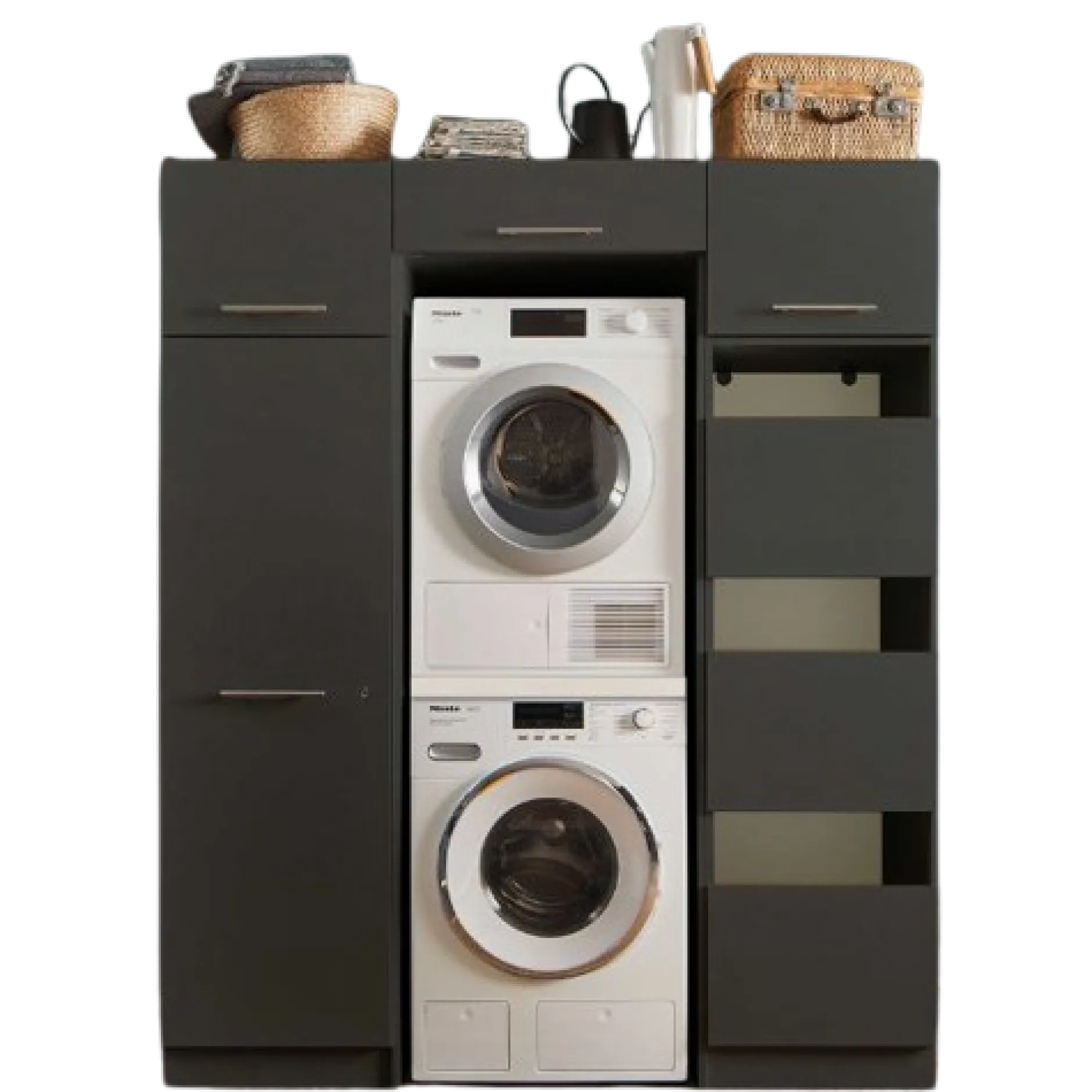 Waschmaschinenschrank-Kombination Laundreezy | 168 x 68 x 200 cm | Anthrazit