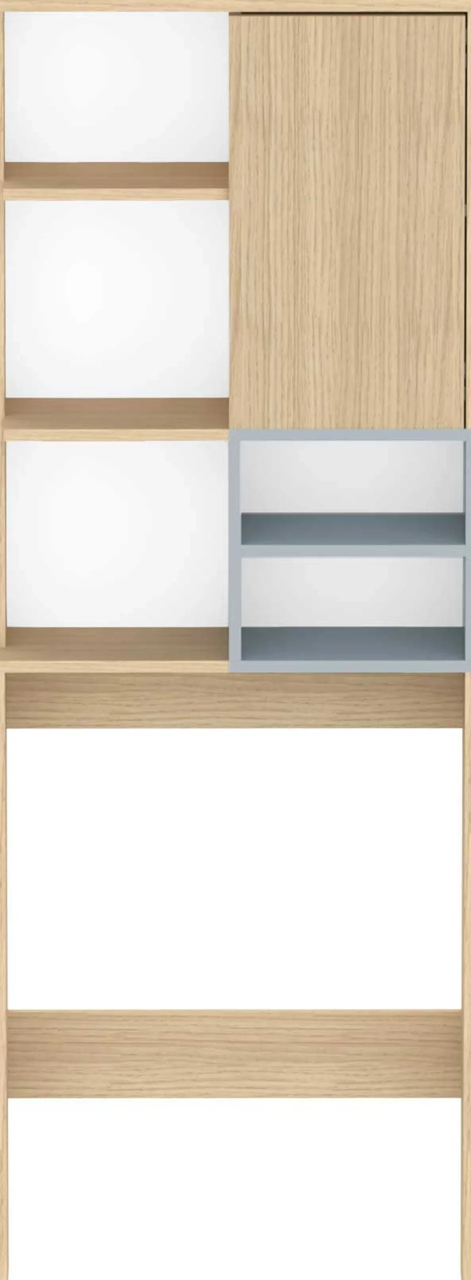 Waschmaschinenschrank Kuba 4 Einlegeböden, 1 Drehtür - Eiche hell/celadongrau