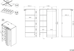 Waschmaschinenschrank Laundry - 113x70x184cm - 4 Einlegeböden und Vorhang - Eichendekor