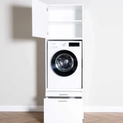 Waschmaschinenschrank Linea - 66x67x200cm - 1 Tür und 1 Schublade - weiß