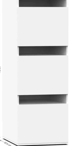 Waschmaschinenschrank Linea - 50x67x142cm - 3 Türen - weiß