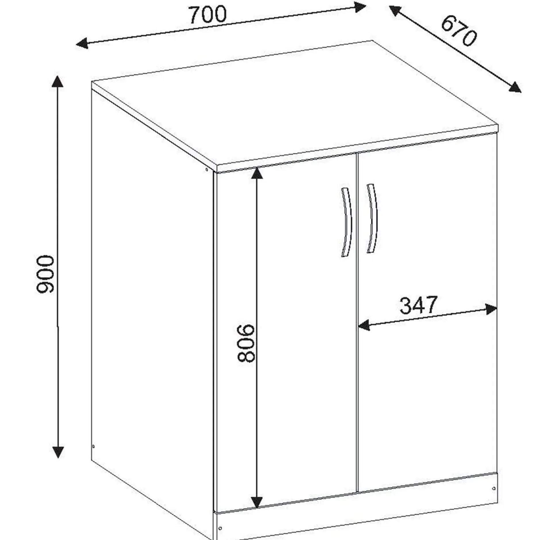 Waschmaschinenschränke Benito - 70x27x80cm und 70x67x90cm - weiß