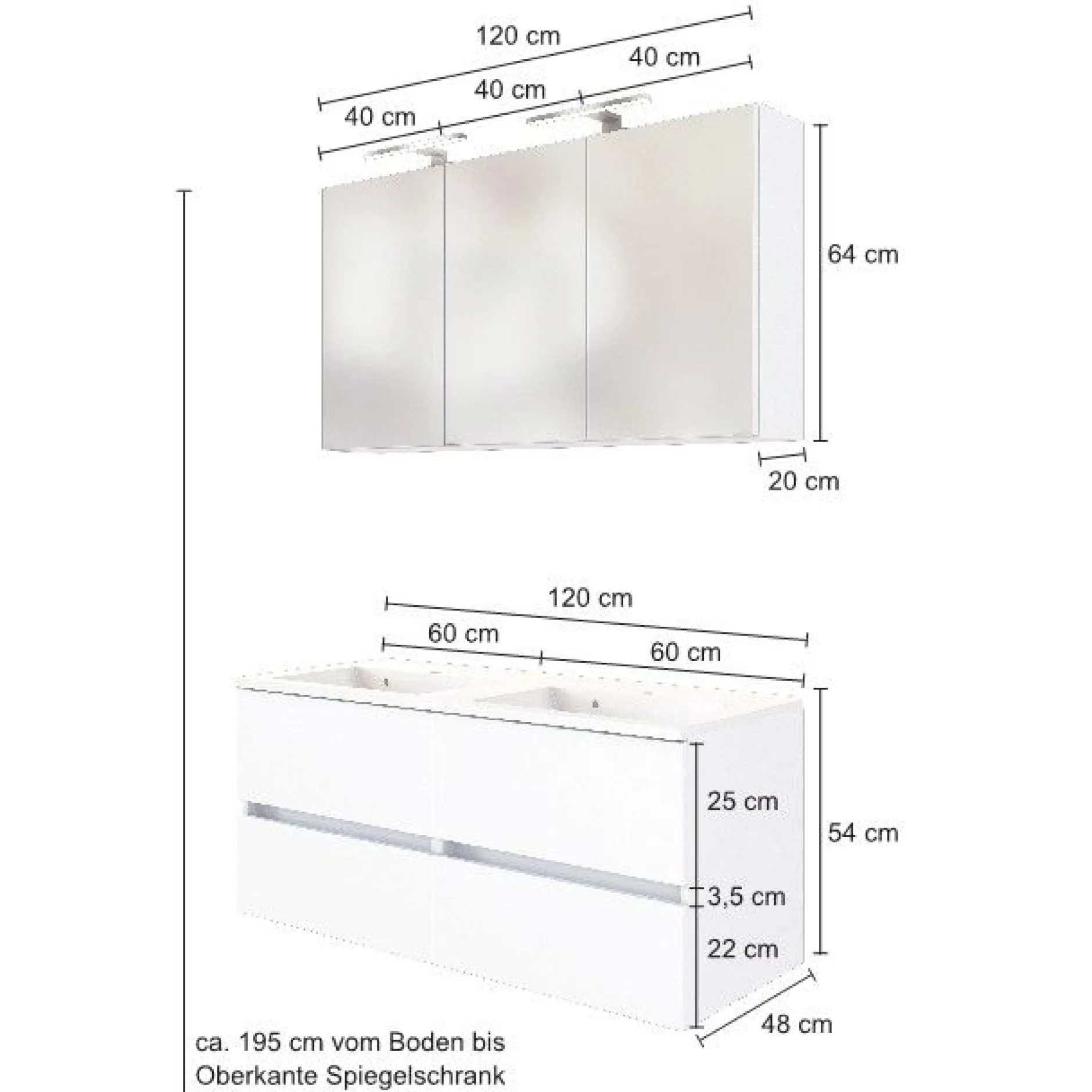 Waschtisch-Möbel-Set Brama 120cm - weiß