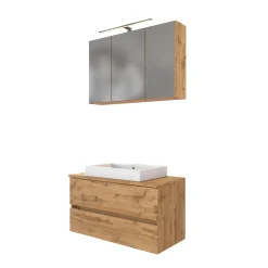 Waschtisch-Set Pienza | Spiegelschrank, Waschtischunterschrank | Wotan Oak Design
