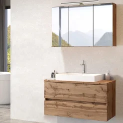 Waschtisch-Set Pienza | Spiegelschrank, Waschtischunterschrank | Wotan Oak Design