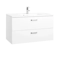 Waschtischunterschrank Bobbi 80cm 2 Schubladen - weiß