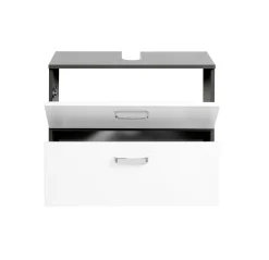 Waschtischunterschrank Bobbi 70cm 1 Tür und 1 Schublade - graphit/hochglanz-weiß