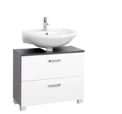 Waschtischunterschrank Bobbi 70cm 1 Tür und 1 Schublade - graphit/hochglanz-weiß