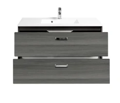 Waschtischunterschrank Bobbi 100cm 2 Schubladen - graphit/quecksilber