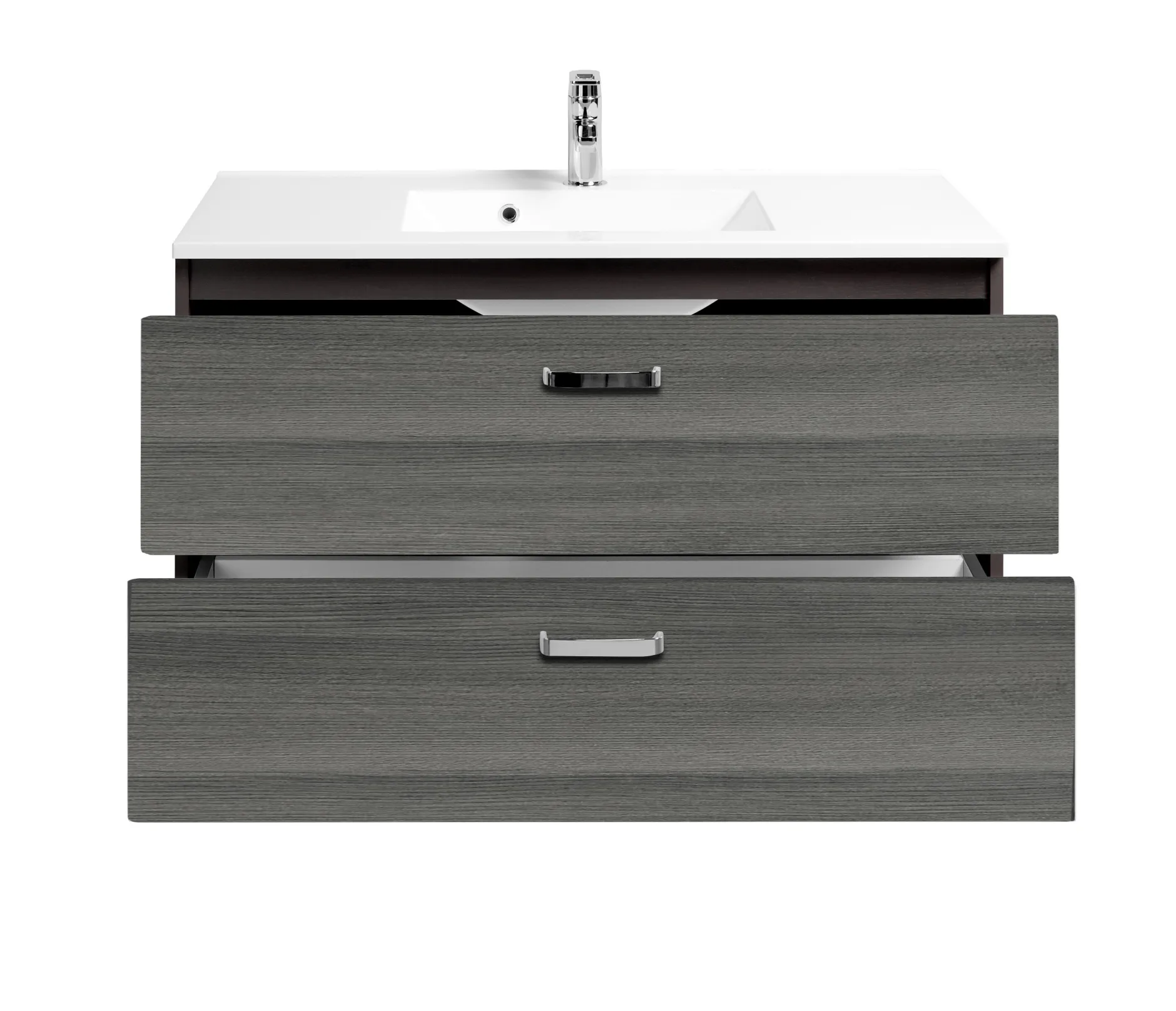 Waschtischunterschrank Bobbi 100cm 2 Schubladen - graphit/quecksilber