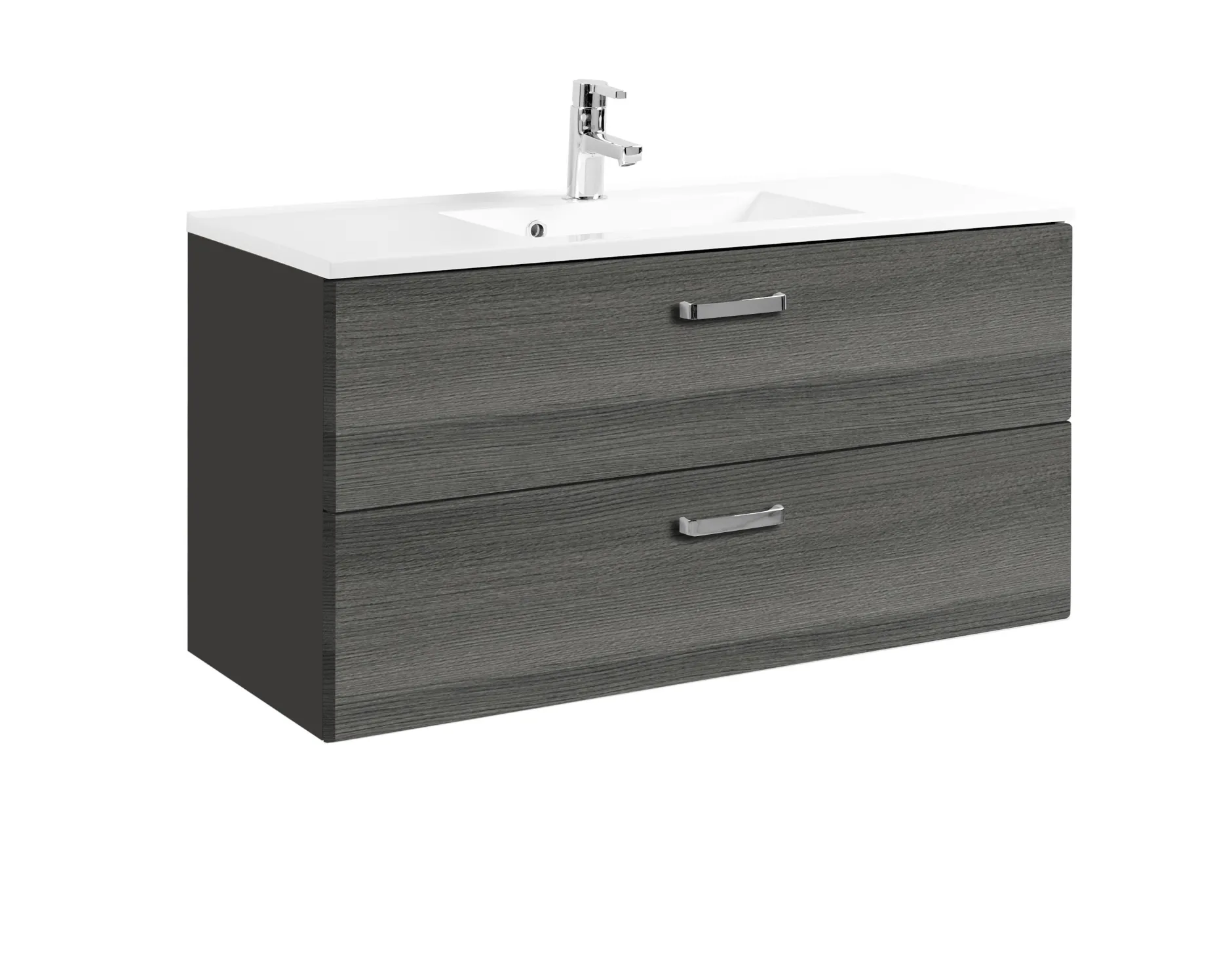 Waschtischunterschrank Bobbi 100cm 2 Schubladen - graphit/quecksilber