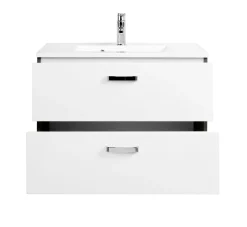 Waschtischunterschrank Bobbi 80cm 2 Schubladen - graphit/hochglanz-weiß