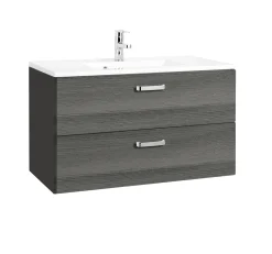 Waschtischunterschrank Bobbi 80cm 2 Schubladen - graphit/quecksilber