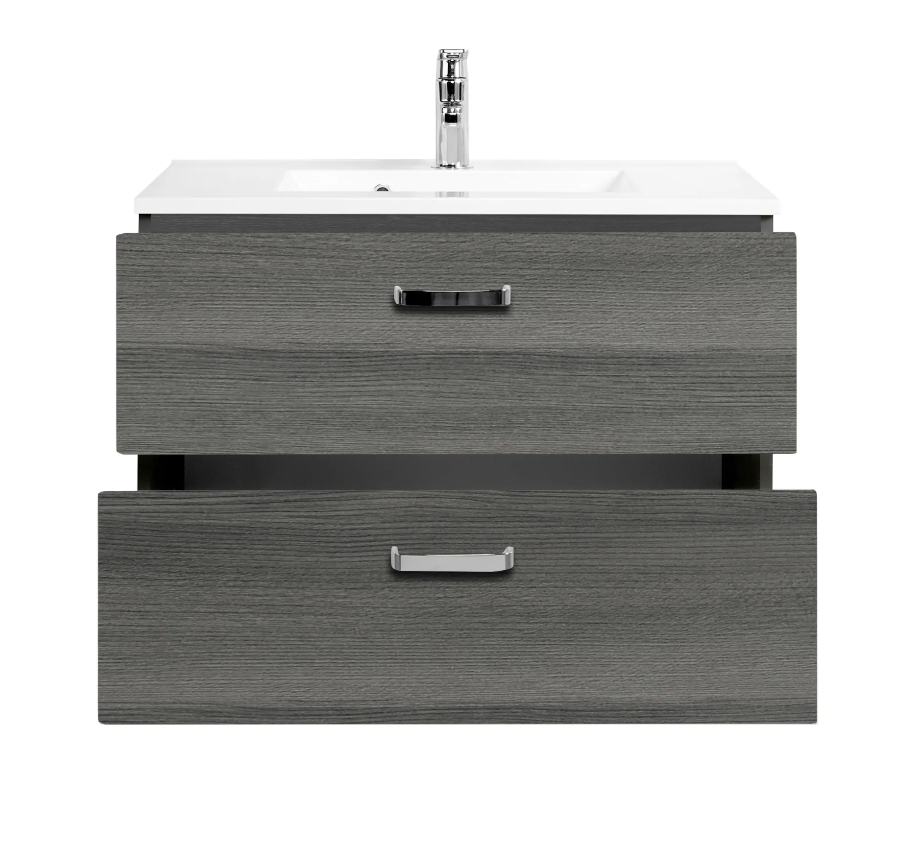 Waschtischunterschrank Bobbi 80cm 2 Schubladen - graphit/quecksilber