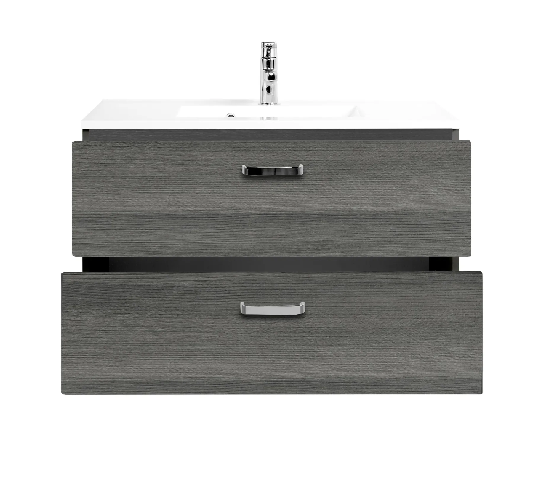 Waschtischunterschrank Bobbi 90cm 2 Schubladen - graphit/quecksilber