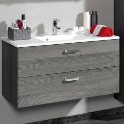 Waschtischunterschrank Bobbi 90cm 2 Schubladen - graphit/quecksilber