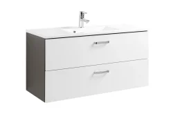 Waschtischunterschrank Bobbi 100cm 2 Schubladen - graphit/hochglanz-weiß