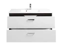 Waschtischunterschrank Bobbi 100cm 2 Schubladen - graphit/hochglanz-weiß