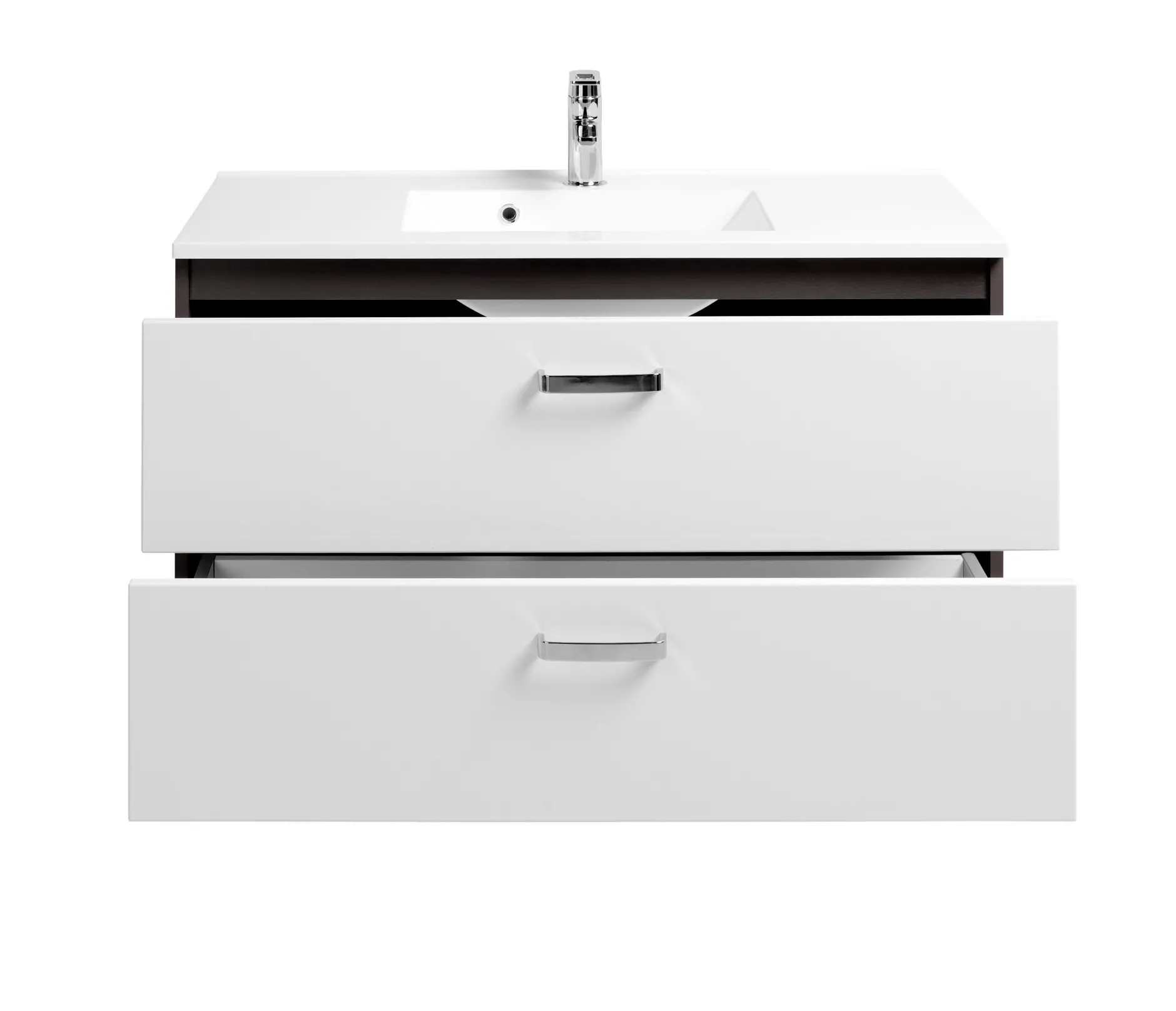 Waschtischunterschrank Bobbi 100cm 2 Schubladen - graphit/hochglanz-weiß