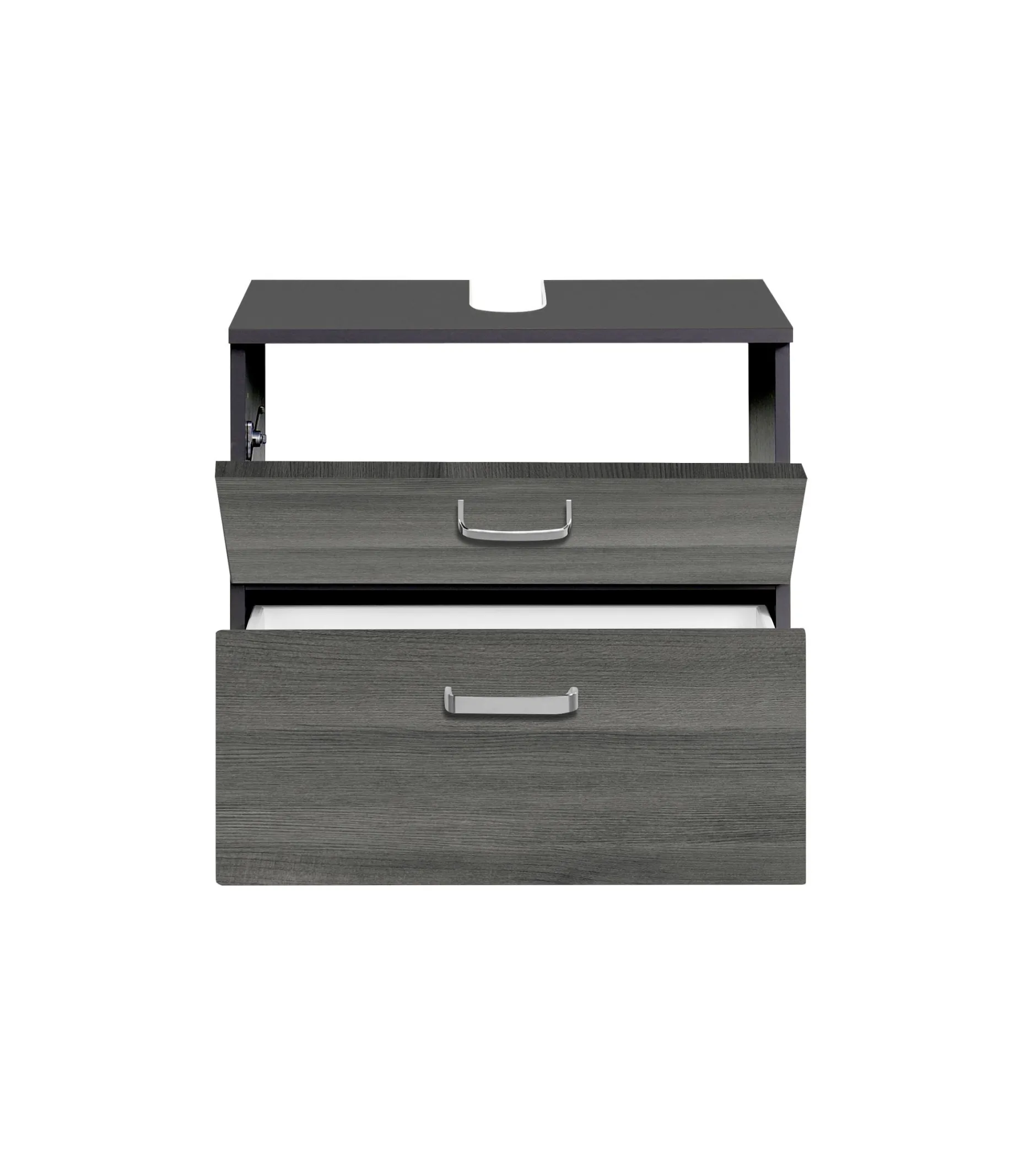 Waschtischunterschrank Bobbi 60cm 1 Tür und 1 Softclose-Schublade - graphit/graue Eiche