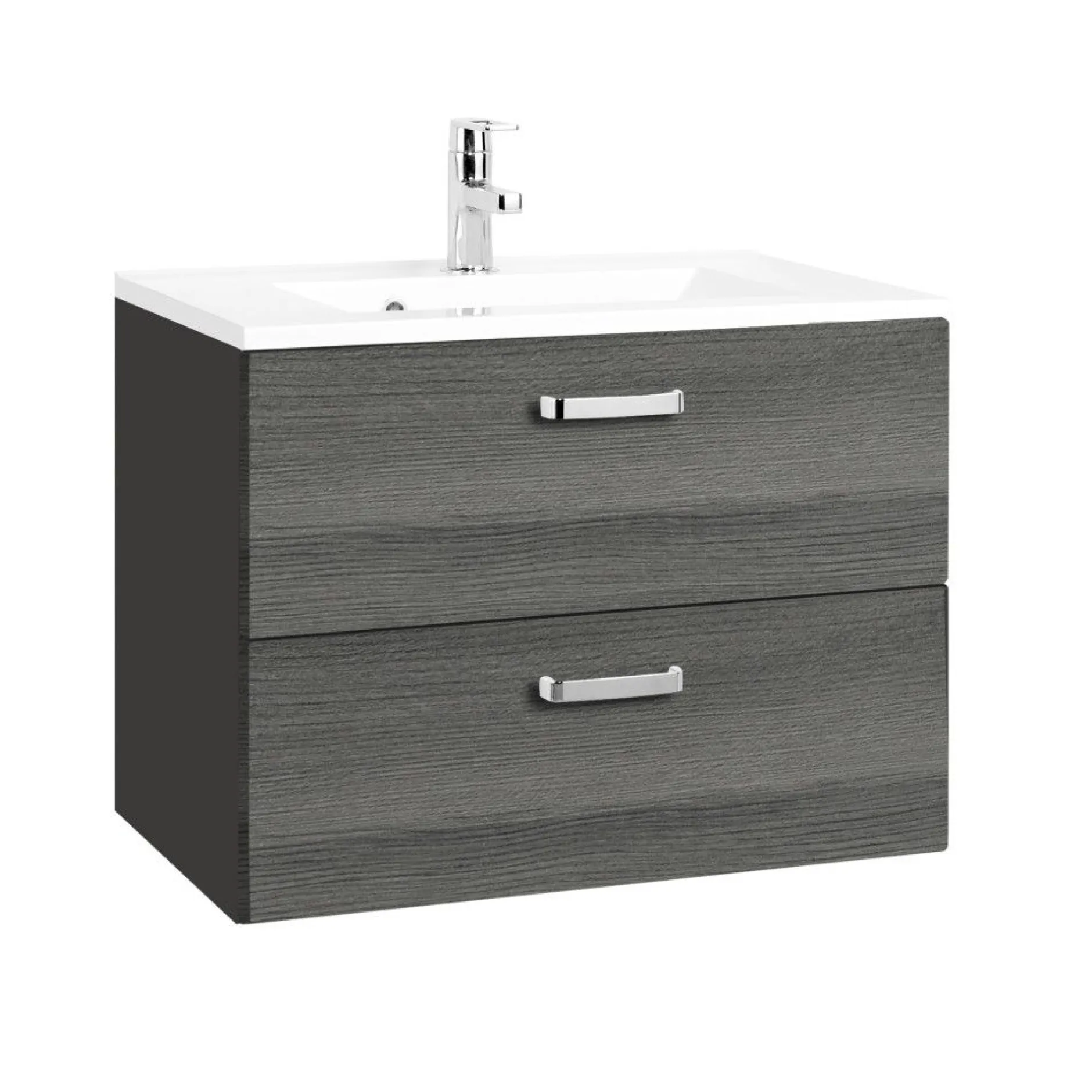 Waschtischunterschrank Bobbi 70cm 2 Schubladen - graphit/quecksilber