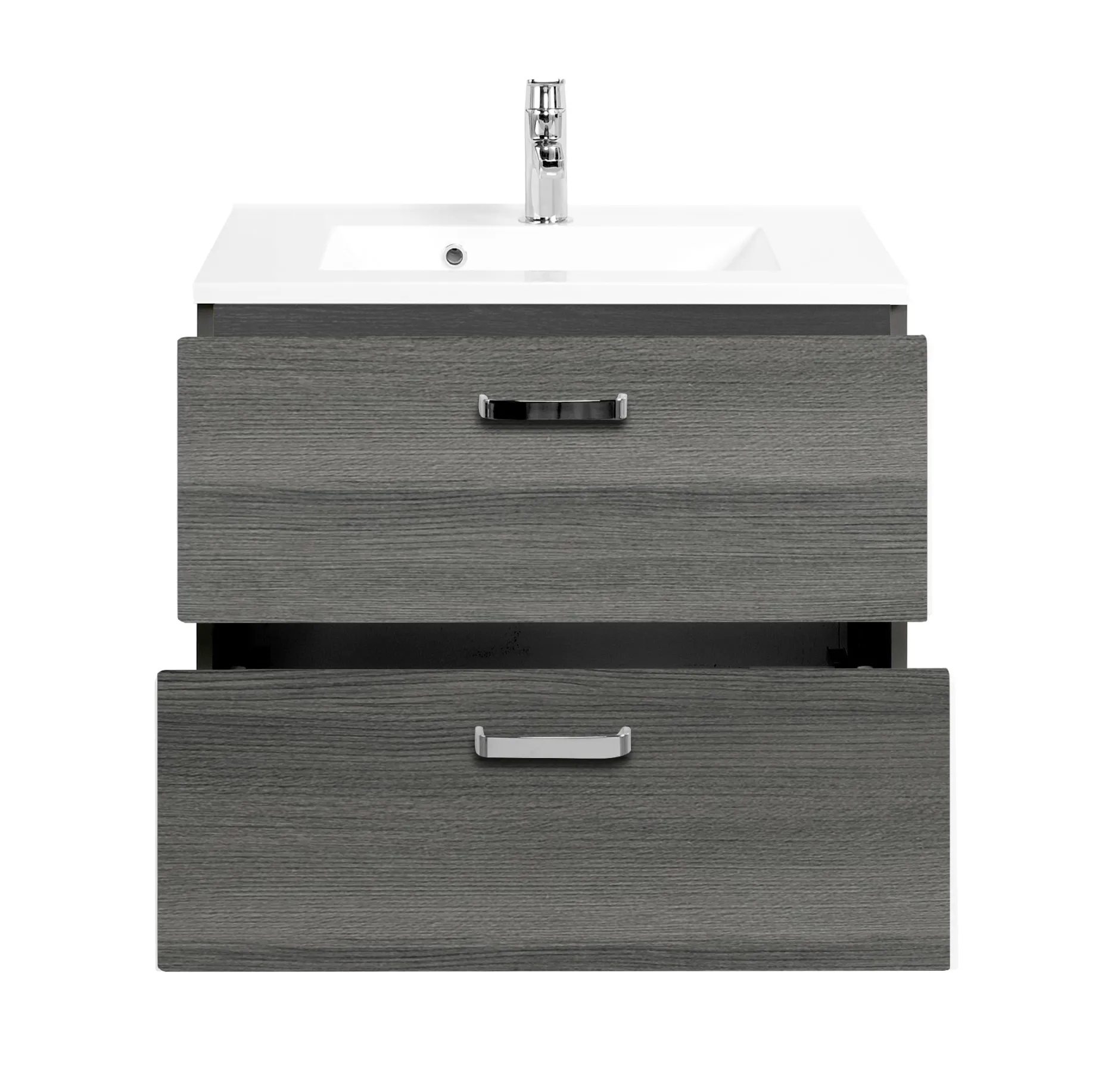 Waschtischunterschrank Bobbi 70cm 2 Schubladen - graphit/quecksilber