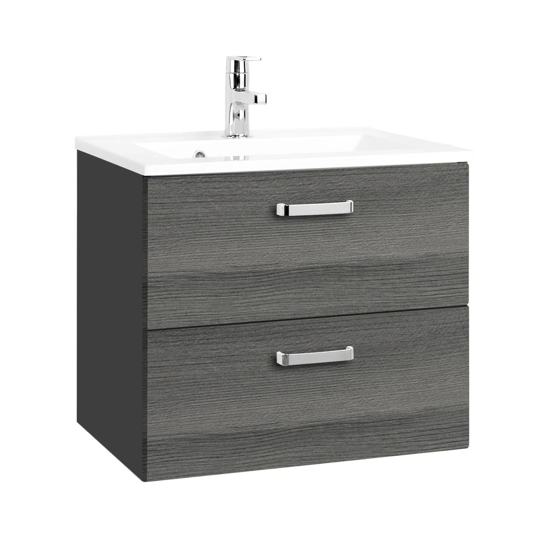 Waschtischunterschrank Bobbi 60cm 2 Schubladen - graphit/quecksilber