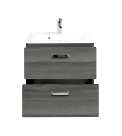 Waschtischunterschrank Bobbi 60cm 2 Schubladen - graphit/quecksilber