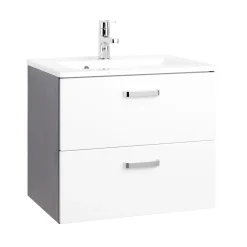Waschtischunterschrank Bobbi 70cm 2 Schubladen - graphit/hochglanz-weiß