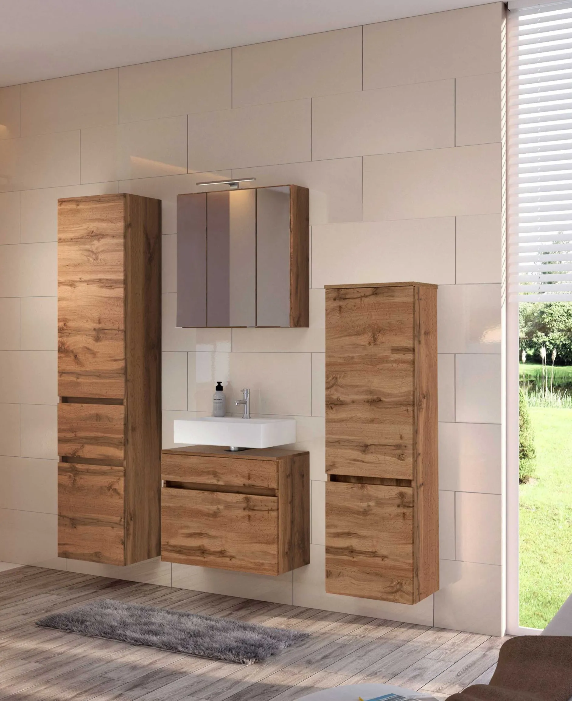 Waschtischunterschrank Brama 80cm 2 Schubladen - wotan eiche