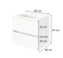 Waschtischunterschrank Brama 60cm 2 Schubladen - weiß
