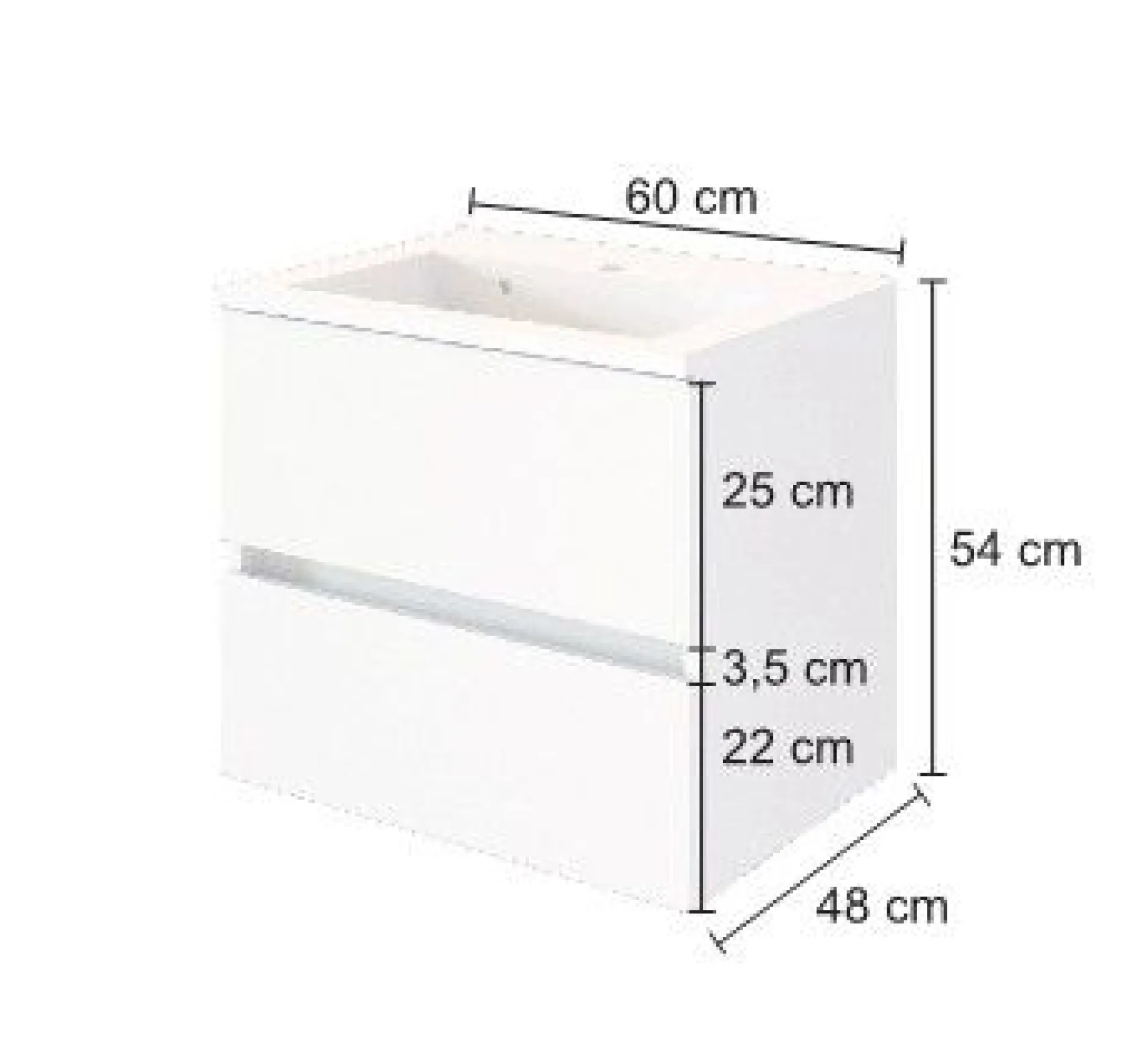Waschtischunterschrank Brama 60cm 2 Schubladen - weiß