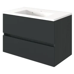 Waschtischunterschrank Brama 80cm 2 Schubladen - graphit/mattgrau