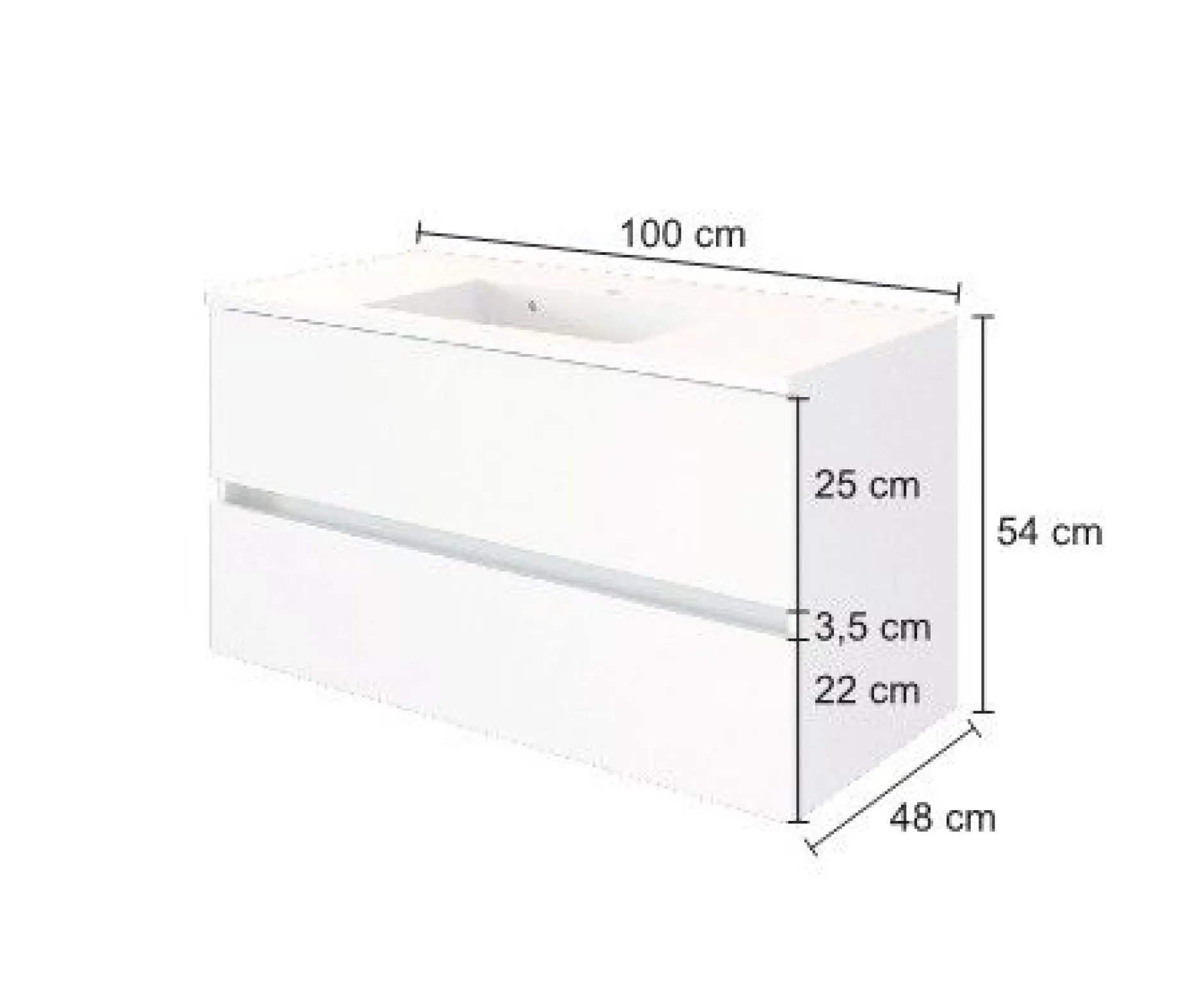 Waschtischunterschrank Brama 100cm 2 Schubladen - graphit/mattgrau