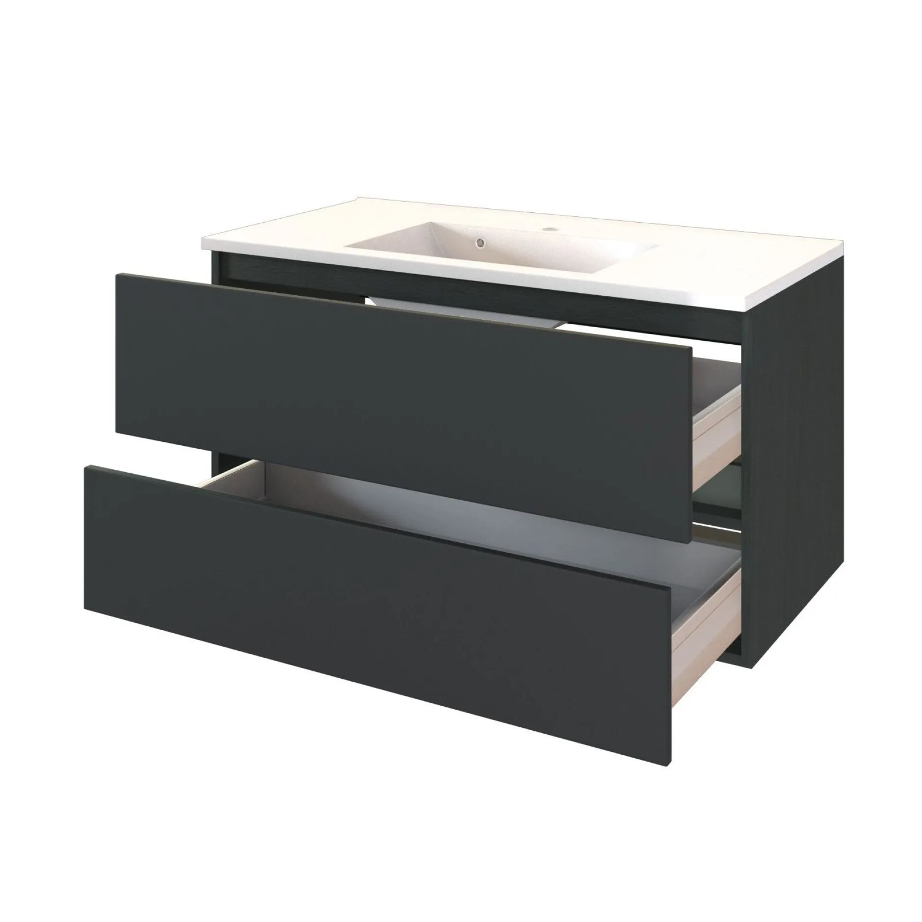 Waschtischunterschrank Brama 100cm 2 Schubladen - graphit/mattgrau