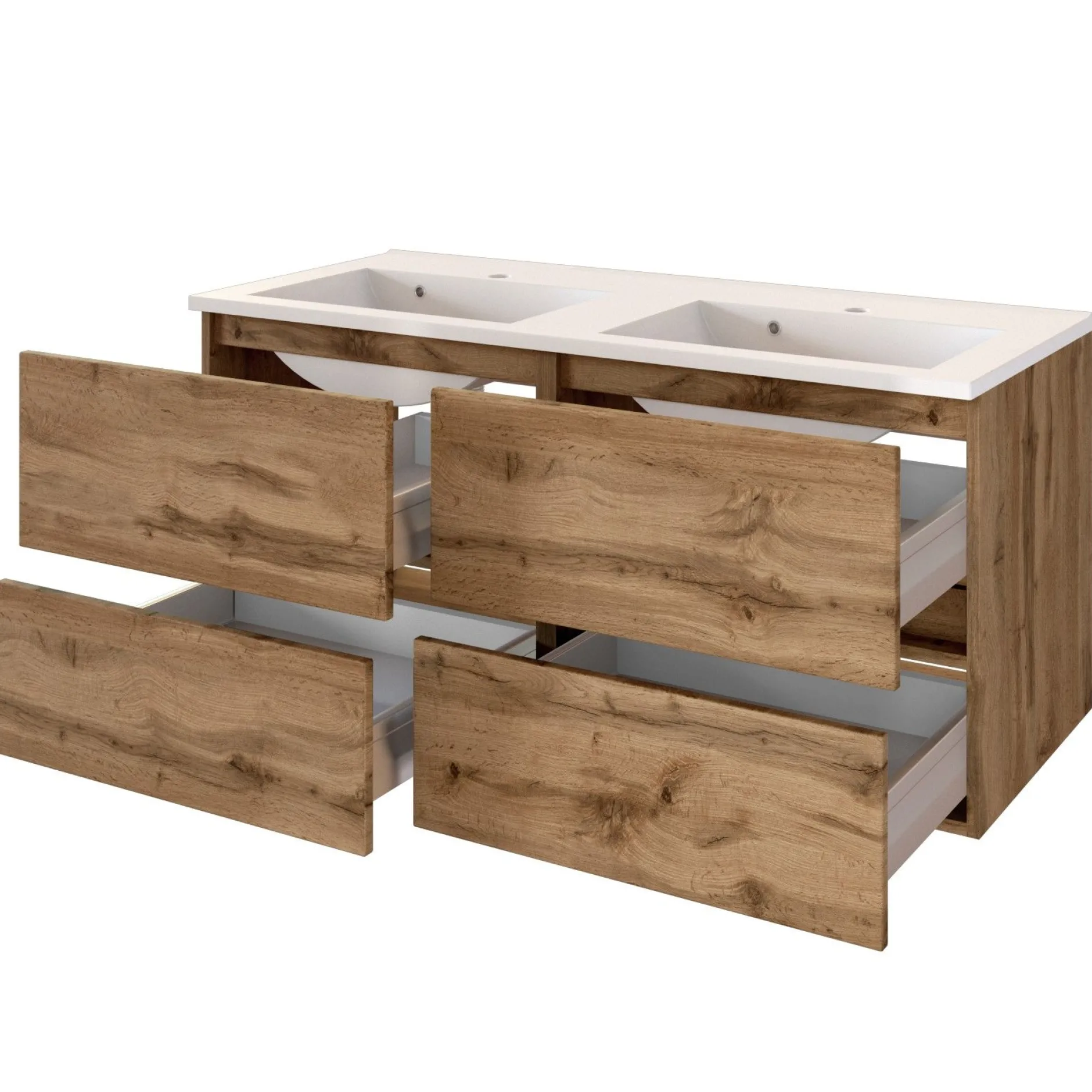 Waschtischunterschrank Brama 120cm 4 Schubladen - wotan eiche
