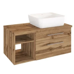 Waschtischunterschrank Dasa (rechts) 90cm mit 2 Schubladen - wotan eiche
